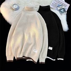 B286-P542024春季美式复古高领毛衣男慵懒风加厚宽松线衣针织衫，男装针织衫/毛衣，星座512-6