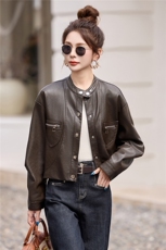 超好看立领短皮衣女2025秋季新款小个子宽松时尚百搭机车夹克上衣，女装皮衣，梦依缘