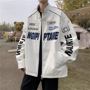 美式赛车服外套男街头潮牌宽松痞帅机车服情侣皮衣夹克HH3363 P70图片