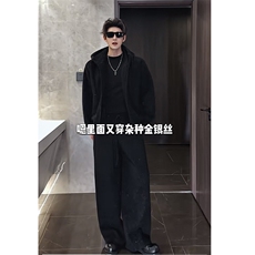 抖音加绒加厚满天星连帽卫衣阔腿裤套装上衣P123裤子P88网图，男装休闲套装，电商B267