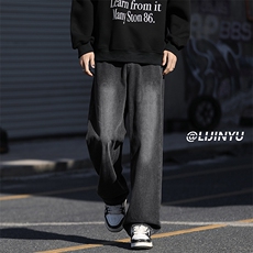新款宽松直筒加厚加绒牛仔裤秋冬季休闲裤K870特批40加绒特批50，男装休闲裤，星座718-1