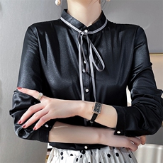 2025新款欧货真丝衬衫女士高级感名牌桑蚕丝洋气高端长袖衬衣上衣，女装衬衫，优麦羊绒（原洪叶羊绒）