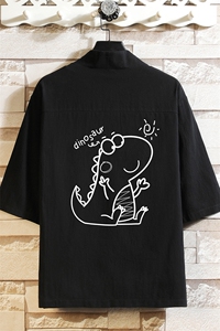 HF59172-P40风汉服男开衫外套七分袖道袍 砖墙挂拍图片