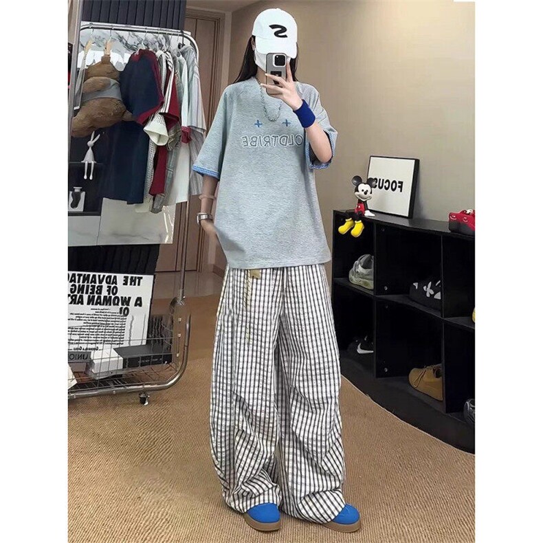 送星星挂饰高质量褶皱格子休闲裤ZK0382-特批45,男装休闲裤,星座313A(原308A-2)