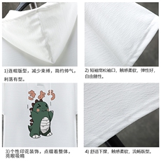 LD54037-P45连帽短袖t恤男大码胖子带帽五分袖中袖展架，男装T恤，电商A040A