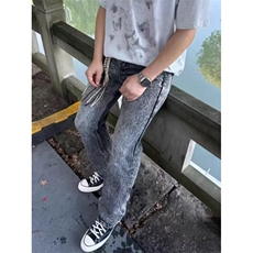 网红高街复古雪花大理石纹517牛仔裤男女春秋微喇休闲长裤子，男装牛仔裤，星座506A