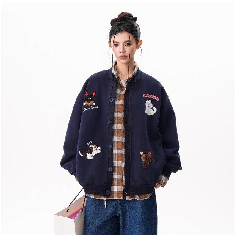 1506/Q10100/P54春秋美式复古刺绣卡通棒球服,女装职业装,星座1506