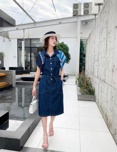 连衣裙薄料配丝巾,女装连衣裙,雪儿诱惑