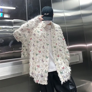 小众蝴蝶毛边流苏设计感衬衫痞帅休闲衬衣1001-1-CS53-P48图片