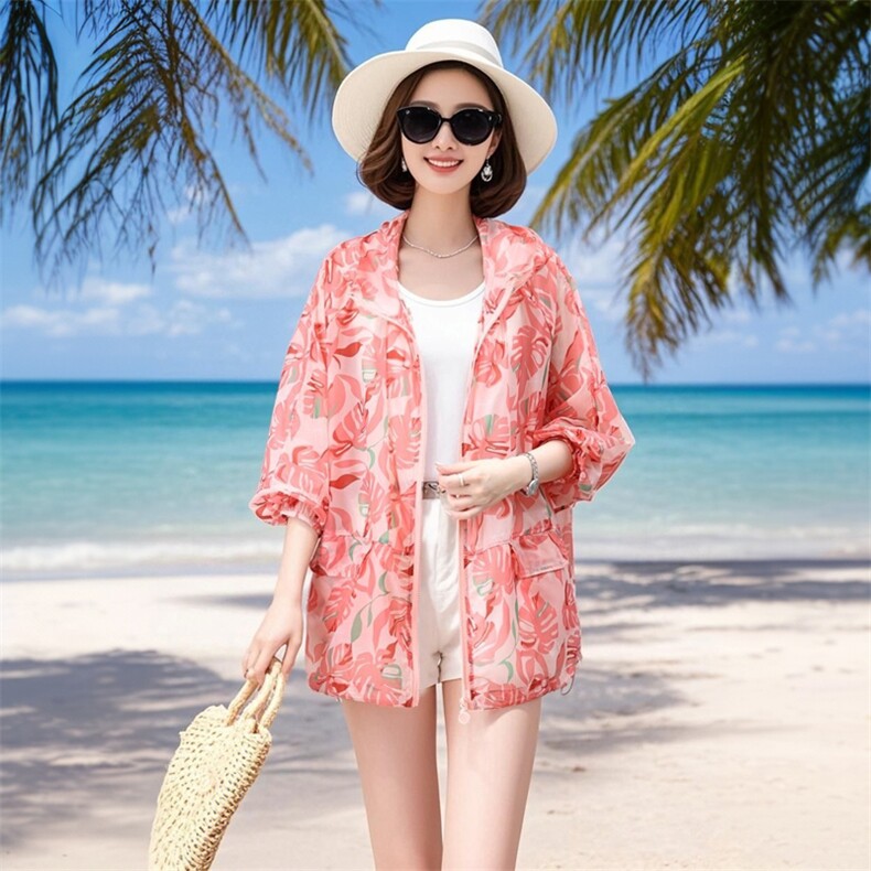 2026春夏新款防晒衣印花轻薄宽松大码女装上衣B25698，女装防晒衣，板酷