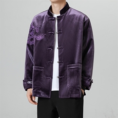 秋冬新品新中式风朝休闲金丝绒重工刺绣加厚立领唐装JK108，男装民族服装，星座305A（原312A-1）