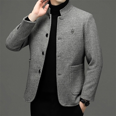 羊毛大衣男2023年冬季新款商务立领休闲毛呢外套中年加厚保暖男装，男装毛呢大衣，电商B212（原钱塘6029）