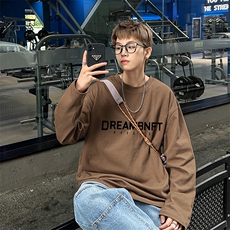 新款基础简约印花情侣上衣潮牌长袖T恤男女宽松潮流T恤HY290TP25，男装T恤，电商A102B
