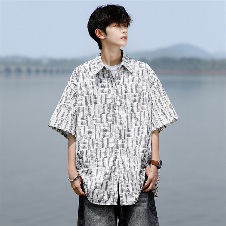 8XL-M花衬衫男款短袖夏季冰丝薄款花衬衣大码寸衫外套DC28013P38,男装T恤,电商B312