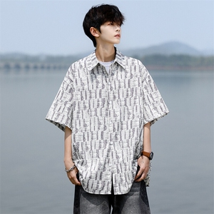 8XL-M花衬衫男款短袖夏季冰丝薄款花衬衣大码寸衫外套DC28013P38图片