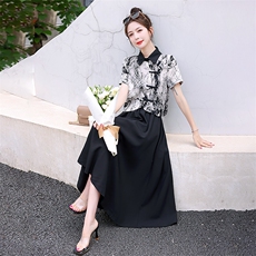 2023夏装新款时尚显瘦盘扣温婉套装裙，女装套装/套裙，橙子家