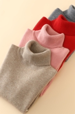 秋冬季新款舒适时尚百搭十二针加条高翻领儿童羊绒衫，童装儿童羊绒衫，六一童装