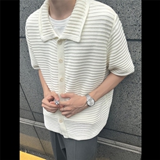 冰爽丝针织镂空翻领短袖男针织衫衬衣开衫T恤M552网络图，男装T恤，星座1116A（原606A-3）