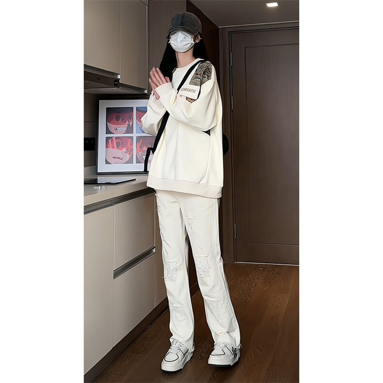 2026春季新款女模内景大码刺绣拼接卫衣M-5XHW23592-特P30，男装卫衣，电商A022