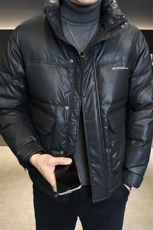 皮羽绒服男2025新款加厚外套潮牌立领上衣A313-6302-P165，男装羽绒服，电商A313