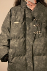 1中性立领PU皮复古做旧金属飞机扣大码M-5XL棉衣MY77726P148控198，男装棉衣，星座226-2