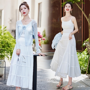 今年流行漂亮套装裙女2024新款夏季炸街减龄时尚芭蕾蛋糕裙三件套图片