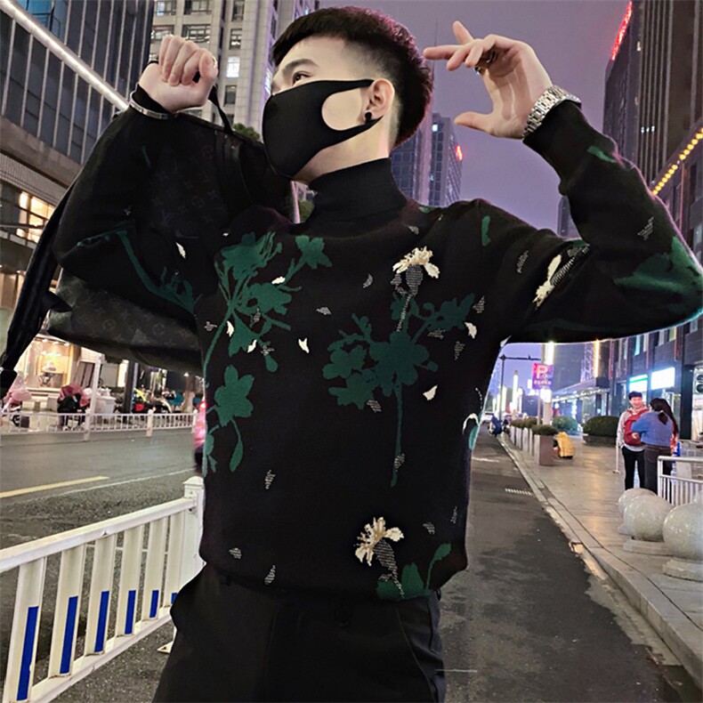 LV104/P103控143冬季社会小伙高领美系韩版针织衫打底毛衣男士黑1,男装T恤,星座305B