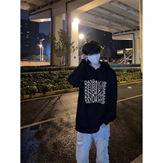波纹扭曲印花LOGO男女情侣潮牌连帽卫衣，男装卫衣，星座310A-4