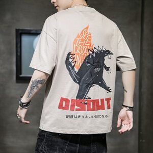 【】A003-HT1127-P28夏装新款搞怪恐龙印花圆领T恤 家乐图片
