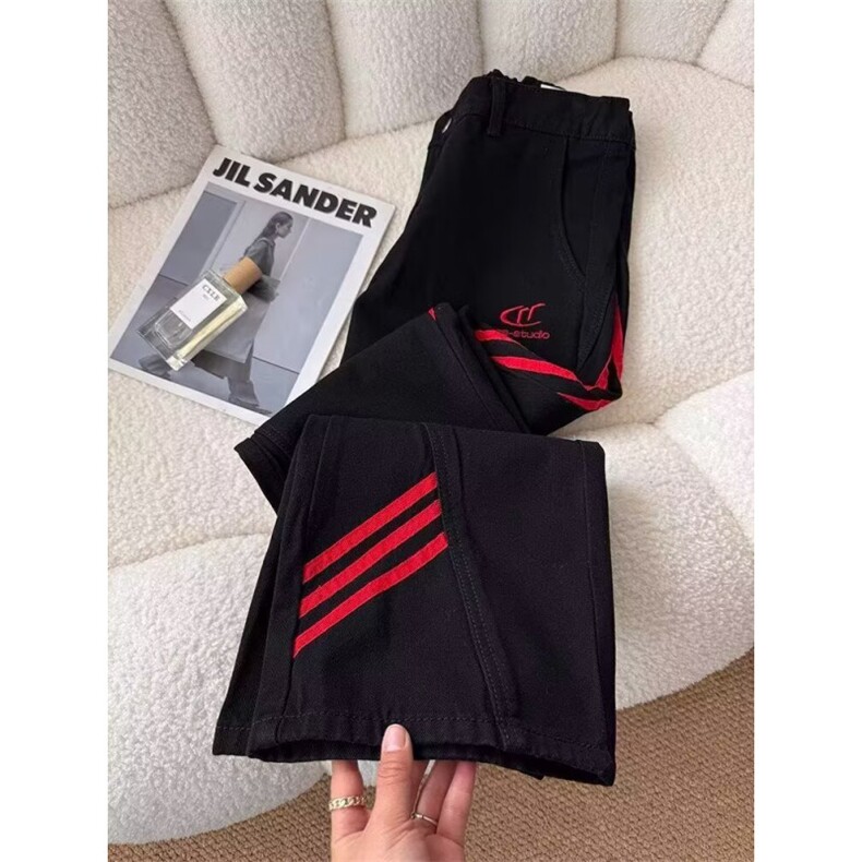 美式三条杠拼接阔腿牛仔裤男新款水洗做旧直筒长裤513ACK2027P37,男装牛仔裤,星座513A