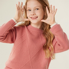 新款儿童羊绒毛衣秋冬保暖纯色简约圆领针织衫男女童时尚百搭上衣，童装儿童羊绒衫，跳跳羊儿童羊绒衫