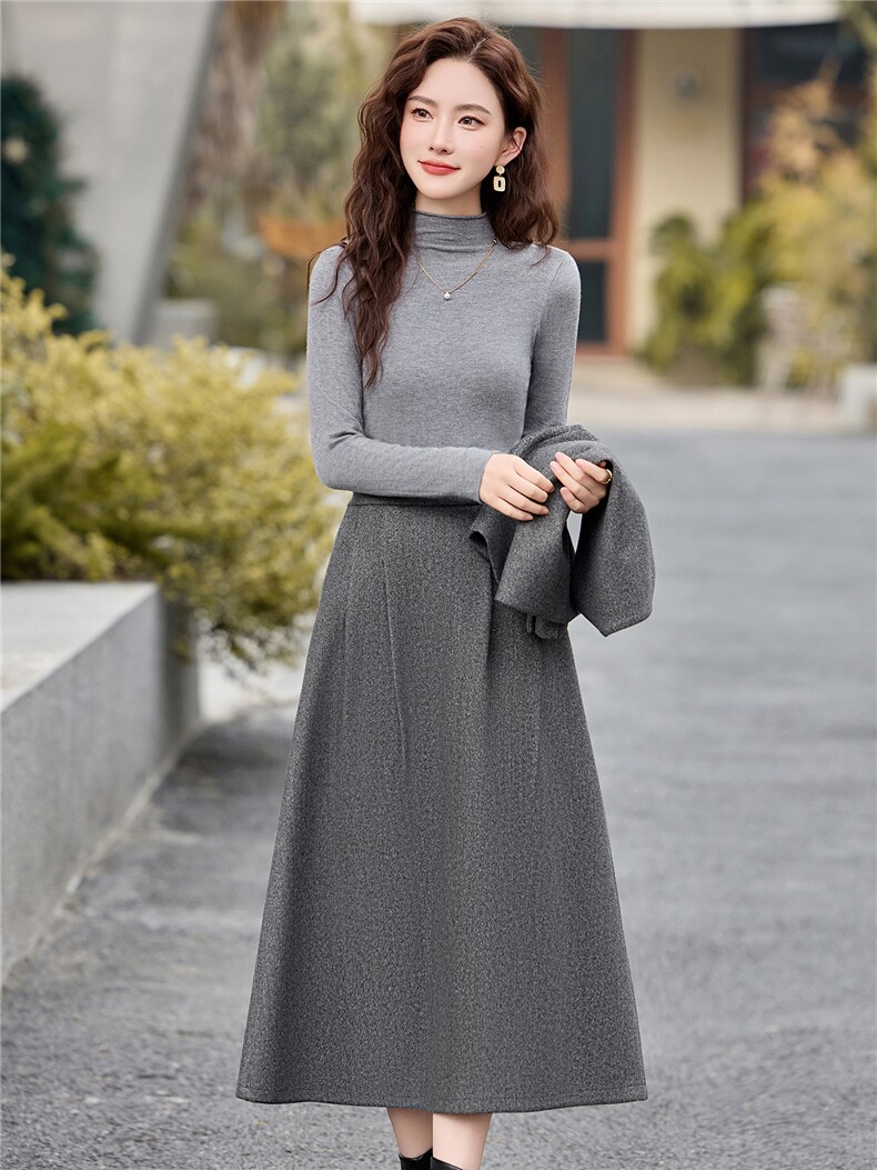 韩系甜美开衫马甲+打底+半身裙三件套套装2026年春季,女装套装/套裙,鑫鑫美