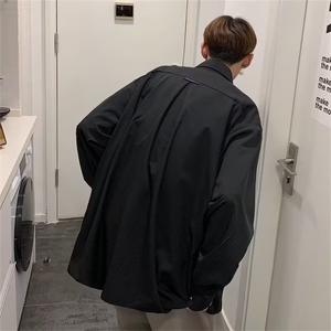 早秋ins禁欲系衬衫男长袖设计感冷淡风宽松版衬衣 WC611 P40图片