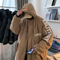 麂皮绒连帽棉衣男女棉服新款棉袄加绒外套冬装3355-P90控128，男装棉衣，星座207