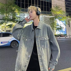 网络图现货美式复古高街青少年水洗做旧牛仔夹克外套J848-P60，男装夹克，星座715-7