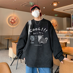 已注册得物直播抖音高品质麂皮绒开叉圆角宽松男卫衣W3034P45图片