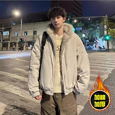 现货高品质美式高街冬季重磅硬挺短款座山雕毛领棉衣男女加厚外套，男装棉衣，电商A486-1