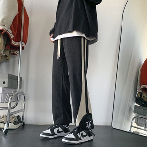 新款刺绣灯芯绒裤拼色直筒抽身束脚休闲裤X1213-KK168-P55图片