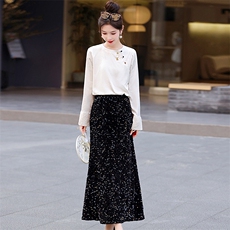 2024春装新款复古简约两件套淑女气质搭配套装套裙，女装套装/套裙，芭米依尚