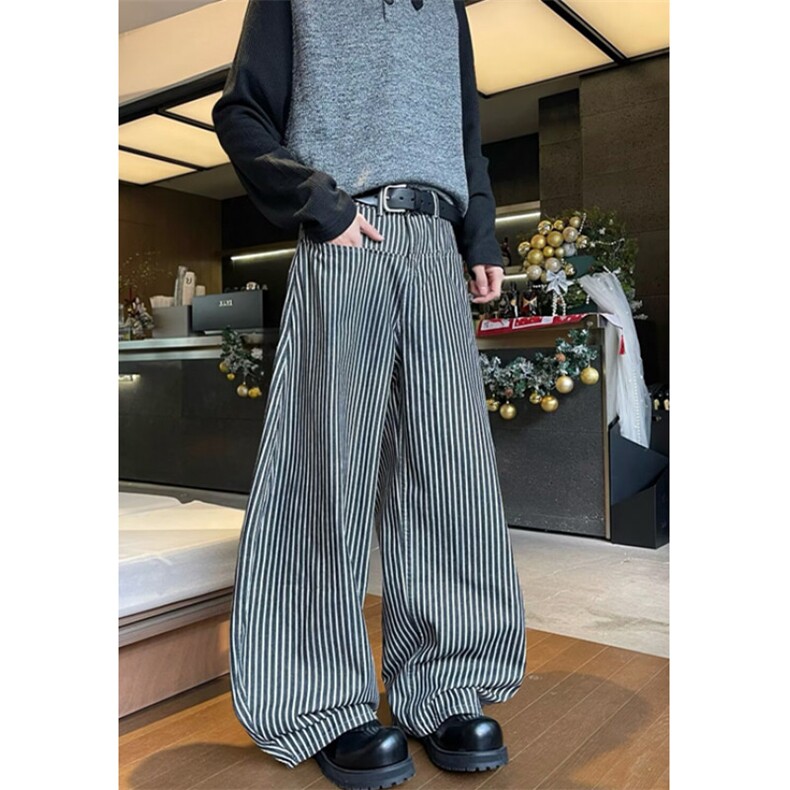 条纹设计感宽松阔腿裤女2026秋季新款百搭修身休闲裤K8053,男装休闲裤,星座1116A（原606A-3）