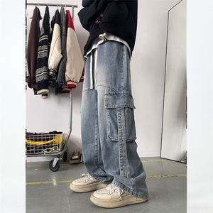 重工设计牛仔裤男女同款休闲水洗牛仔裤 B327-N102-P68图片