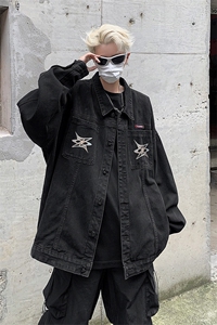 男装牛仔外套 2026秋几何图案印花男生翻领夹克 XZ514-2-N105-P88图片