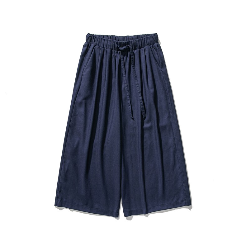 夏季大码风亚麻棉麻直筒宽松阔腿休闲裤九分汉服K142/P75,男装民族服装,电商A221A