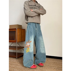 简约流行文艺原宿牛仔长裤ins新款时尚潮流日系慵懒百搭气质X7889，男装休闲裤，星座601-1