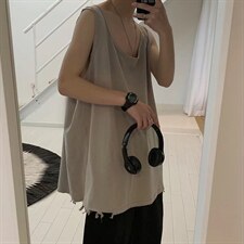 2023新款打底衫破洞宽松无袖内搭高街背心潮男T恤坎肩B101-p22，男装背心/马甲，星座1008-1