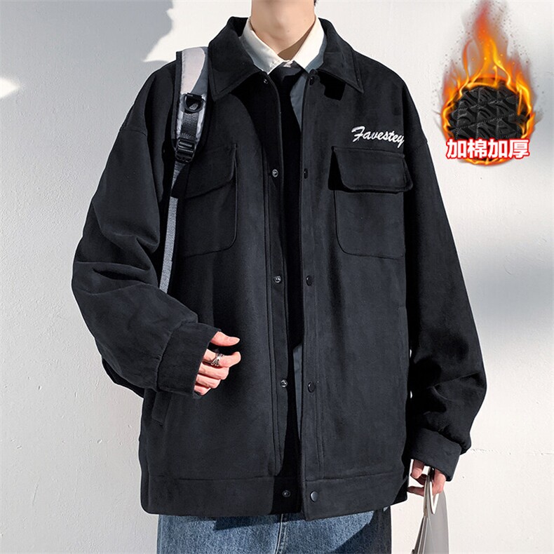 冬新加棉加厚休闲麂皮绒棉服男多口袋翻领保暖夹克J611J加棉-P85图片