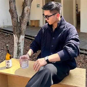 JY340-P70 高品质麻花针织开衫外套宽松韩系男 网图图片