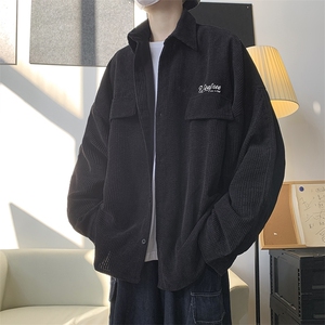 灯芯绒衬衫男长袖新款韩版高级感休闲外套百搭帅气衬衣 9025/P45图片