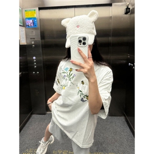 花卉刺绣纯棉短袖ZX0186-P35图片