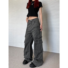 美式复古高街多口袋工装裤男女cleanfit宽松直筒裤子LN10633-P54，男装工装外套，星座1008